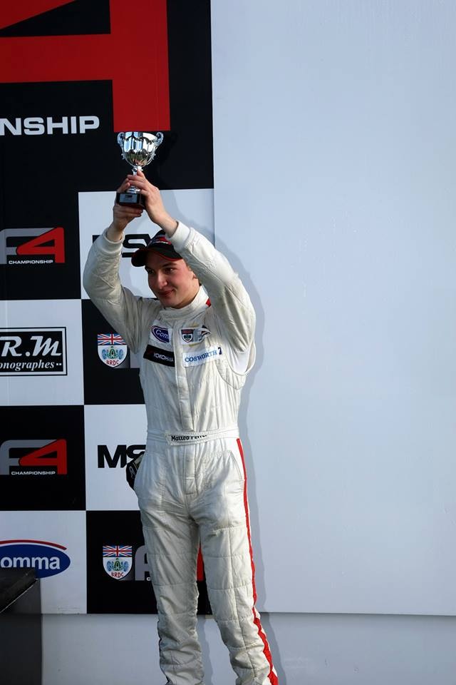 Matteo Stands on the podium for the first time in his career at Snetterton in the BDRC F4 Winter Championship